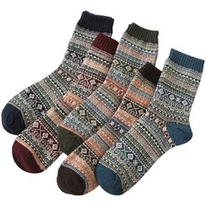 ELELLIVING 男士圖案徒步登山襪 5 色套組, 混合顏色
