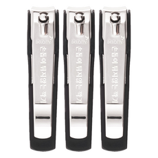 BELOTTY 防飛濺大型指甲剪, 亮銀色, 3套