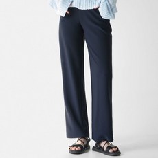 Cotton Closet 女款長版直筒彈性鬆緊帶西裝褲
