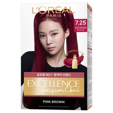 로레알파리 엑셀랑스 파리지앵 시크 라이트닝 톤업 염모제, 7.25호 핑크 브라운, 1개