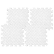 MOMOTARO 桃太郎地墊 極厚超Q樹葉紋巧拼地墊防撞瑜珈墊 附雙邊條, 64 x 64 x 2.5cm, 天鵝白, 4片