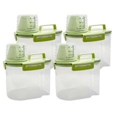 寵物飼料儲糧塑膠桶, 綠色, 1.7L, 4個