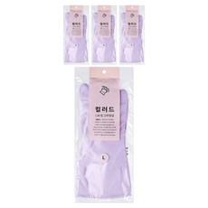 야무진 컬러드 니트릴 고무장갑 양손세트, 퍼플, 대(L), 4세트