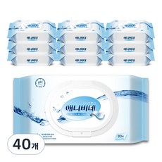 더퍼스트터치 애니비데 화장실용 물티슈 캡형, 60g, 80매, 40개