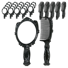 CHILSUNG Lavina Antique 迷你梳子 + 鏡子組, 黑色, 20個