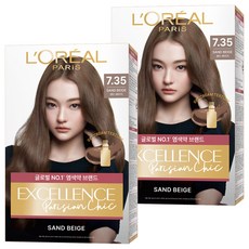 로레알파리 엑셀랑스 파리지앵 시크 라이트닝 톤업 염모제, 7.35호 샌드 베이지, 2개