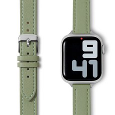 NUART 智慧手錶迷你單圈皮革錶帶, 橄欖綠, 1個