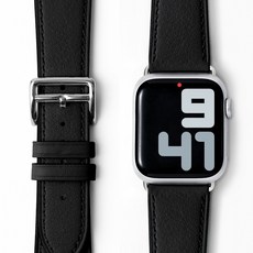 누아트 애플워치 호환 싱글투어 가죽스트랩, 블랙, 1개