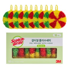 3M Scotch-Brite 百利 掛鉤型滌綸洗碗刷 紅色5入+綠色5入組, 1組, 10入