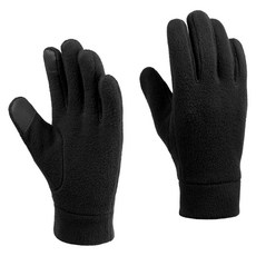 Ditree 刷毛戶外登山手套, 02 黑色