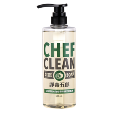 CHEF CLEAN 淨毒五郎 碗盤清潔劑, 100%植物來源界面活性劑, 添加椰子油起泡劑, 適用於碗盤/寶寶奶瓶/毛小孩食器, 500ml, 1瓶