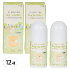 아가드 이카리딘 벅스넷프로롤온 모기기피제 그린티향 화이트, 12개, 50ml