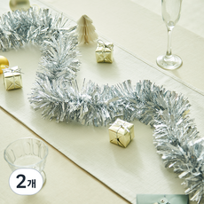 크리스마스 모루 장식 가랜드 베이직, 실버, 2개