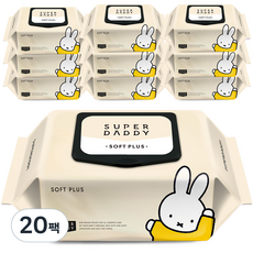 슈퍼대디 소프트플러스 아기물티슈 캡형, 55g, 100매, 20세트