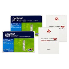 컨투어 플러스 혈당시험지 100p + 바른케어 채혈침 30G 100p, 2세트