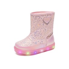 LA STELLA Charming Heart LED 亮片毛絨內裡發光防寒靴