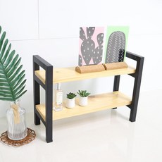 TREESTORE 2層木製收納架, 實木+黑色（框架）