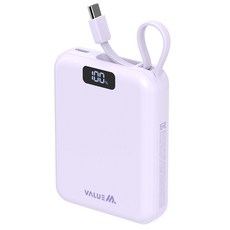 밸류엠 PD 고속충전 케이블 일체형 미니 보조배터리 10000mAh 22.5W C타입, VM-B2PA10MNCP, 퍼플