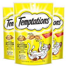 템테이션 고양이 스낵, 맛있는 닭고기맛, 75g, 3개