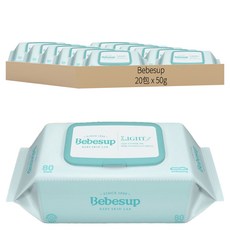 Bebesup Light 嬰兒用濕紙巾 掀蓋式 20包, 50g, 1箱