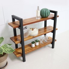 TREESTORE 鐵製原木迷你層架, 原木 + 框架(黑色)