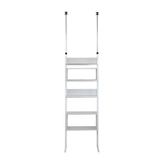 多用途頂天立地壁面置物架展示架, 白管白色板, 60 x 24.5 x 188~320cm