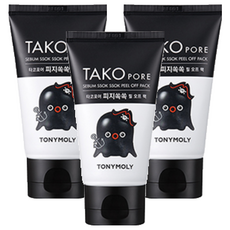 TONYMOLY 章魚黑頭清潔撕拉面膜, 1條, 3條