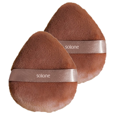 Solone 台灣公司貨 特級植絨/泰迪長絨定妝撲, 咖色, 2個