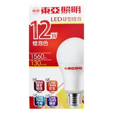 TOA 東亞照明 LED球型燈泡 12W, 燈泡色, 1個