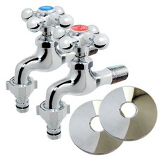 洗衣機陽台大隔板蓋接頭水龍頭冷熱水組, 1套