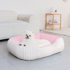 Leto 大型犬坐墊 燈芯絨 貓咪坐墊 方形軟墊, 象牙白, 1個