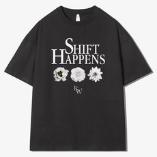 팬쇼 오버핏 시프트 해피니스 라운드 프린팅 16수 통기성 반팔 티셔츠