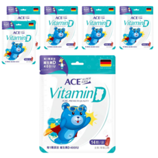 ACE SUPER KIDS 維他命D軟糖，全素草莓口味，健康小零嘴，成分單純，包裝便利, 3.2g, 14顆, 6包