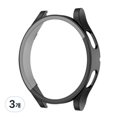 이츠라이프 갤럭시워치4 강화유리 풀커버 액정보호 케이스, 블랙, 3개