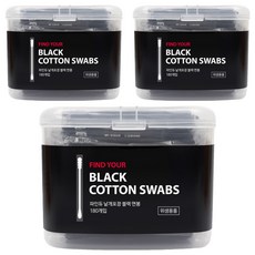 파인듀 낱개포장 블랙면봉, 180개입, 3개