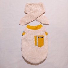 DOGGY STAR 大型犬 中型犬 小型犬 厚刷毛狗狗外套 + 毛絨圍巾組合, 芥末黃口袋, 1個