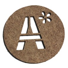 레이저 커팅 펠트컵받침 이니셜 A, 1개, 베이지