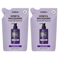 KUNDAL 昆黛爾 蜂蜜夏威夷果精華護髮素補充包 白麝香, 400ml, 2個