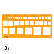 SaNKI's 方形模板繪圖尺 1~36mm No 104, 混合顏色, 3個