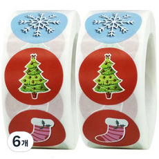 인디케이 크리스마스 파티 벌크팩 라벨 스티커 500p, 6개