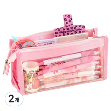 QueenCo 4層筆袋, 粉紅色, 2個