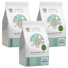 nu4PET 陪心寵糧 2mm超凝結鮮竹貓砂 大容量, 10L, 3包
