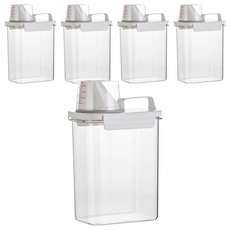 荷生活 手提量杯密封罐 透明色 1.8L, 5個