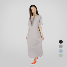Eunone 44-88 長版涼感連身裙 夏季睡衣 含大尺碼, 灰色