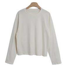 시크블랙 샬르세 앞절개 무지 베이직 긴팔 티셔츠 cpt15766k48