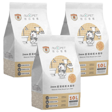 nu4PET 陪心寵糧 2mm超凝結松木貓砂, 天然松木, 100%可分解, 10L, 3包