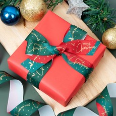 Good given 聖誕緞帶 25mm, 1個, 字母許願魯道夫 綠色, 9m