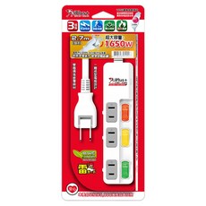 iPlus 保護傘 3切3座2P平貼插頭延長線 PU-2335, 2.7m, 1條