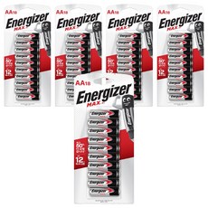 에너자이저 알카라인 맥스 AA 건전지, 18개입, 5개