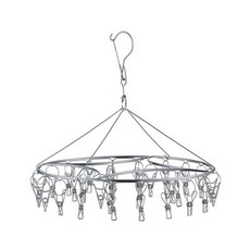 G+居家 不鏽鋼加粗圓形曬衣夾 24夾, 銀色, 1組